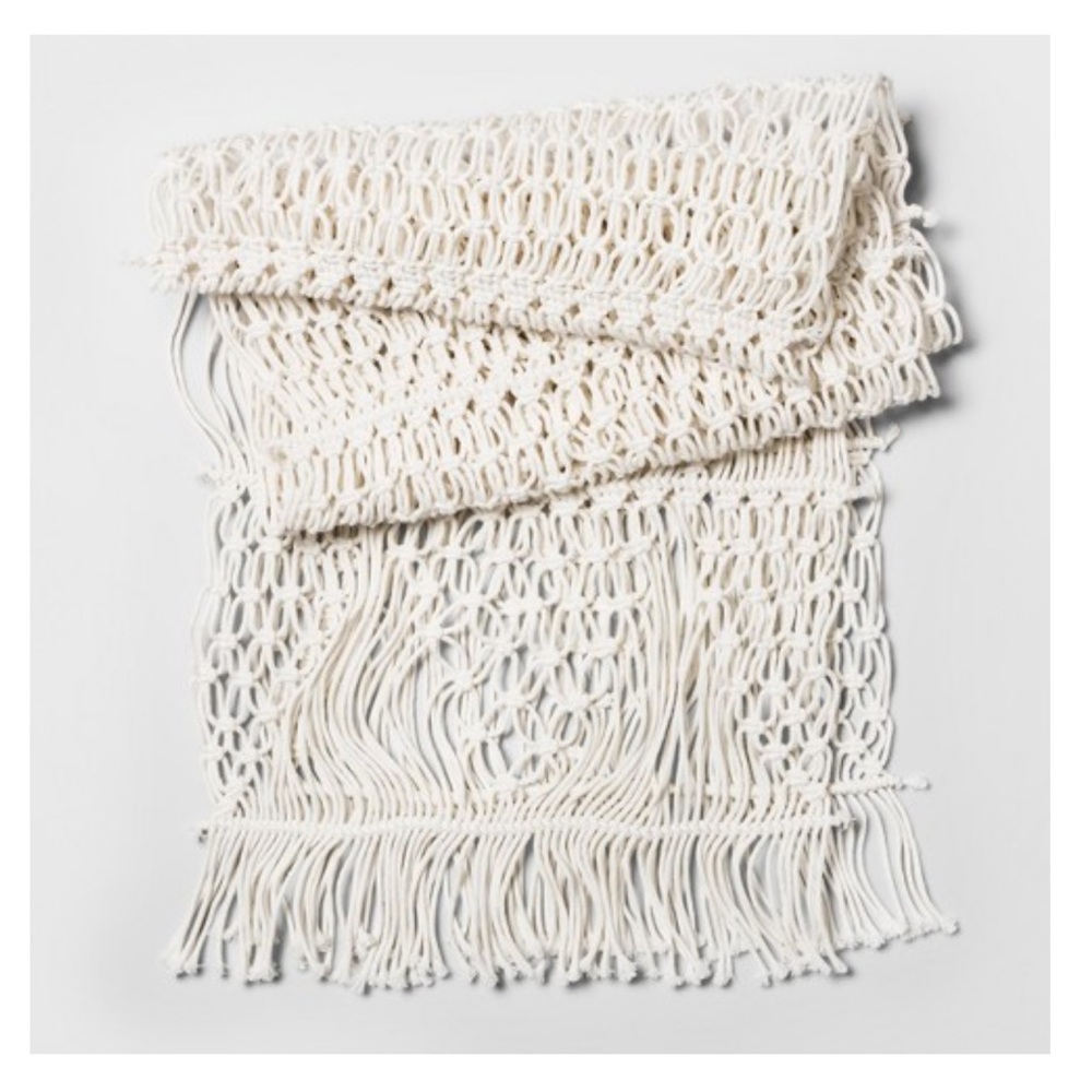 Threshold Cream Macrame Table Runner 14x72in NWT - Picture 5 of 6